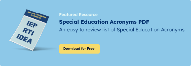 Special Education Acronyms List PDF